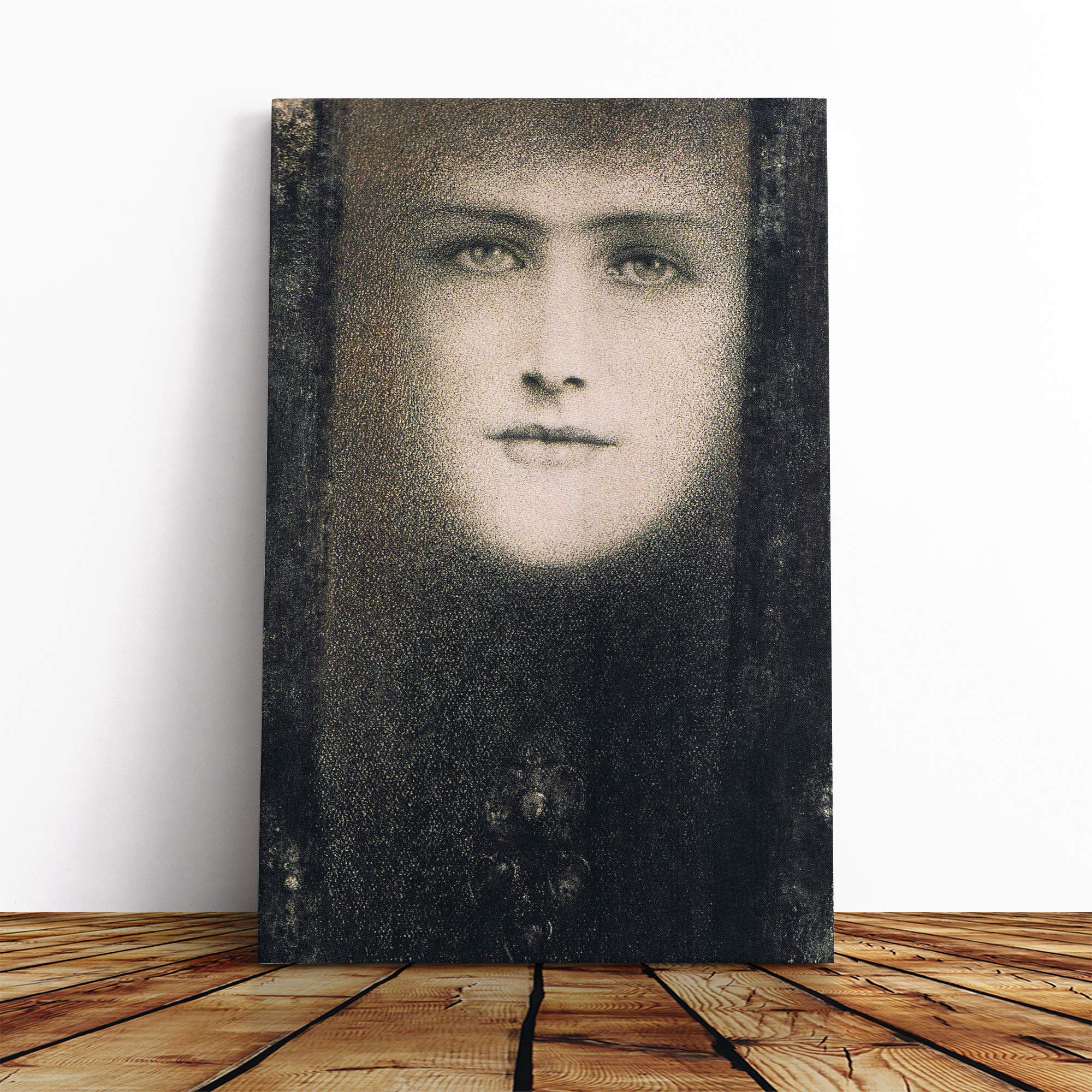 Fernand Khnopff Female Face Canvas Print | Gallery Wrapped 30mm Frame Wall Art | 20x14 inches | Ready to Hang | Modern People Picture | Living Room Bedroom Lounge Office