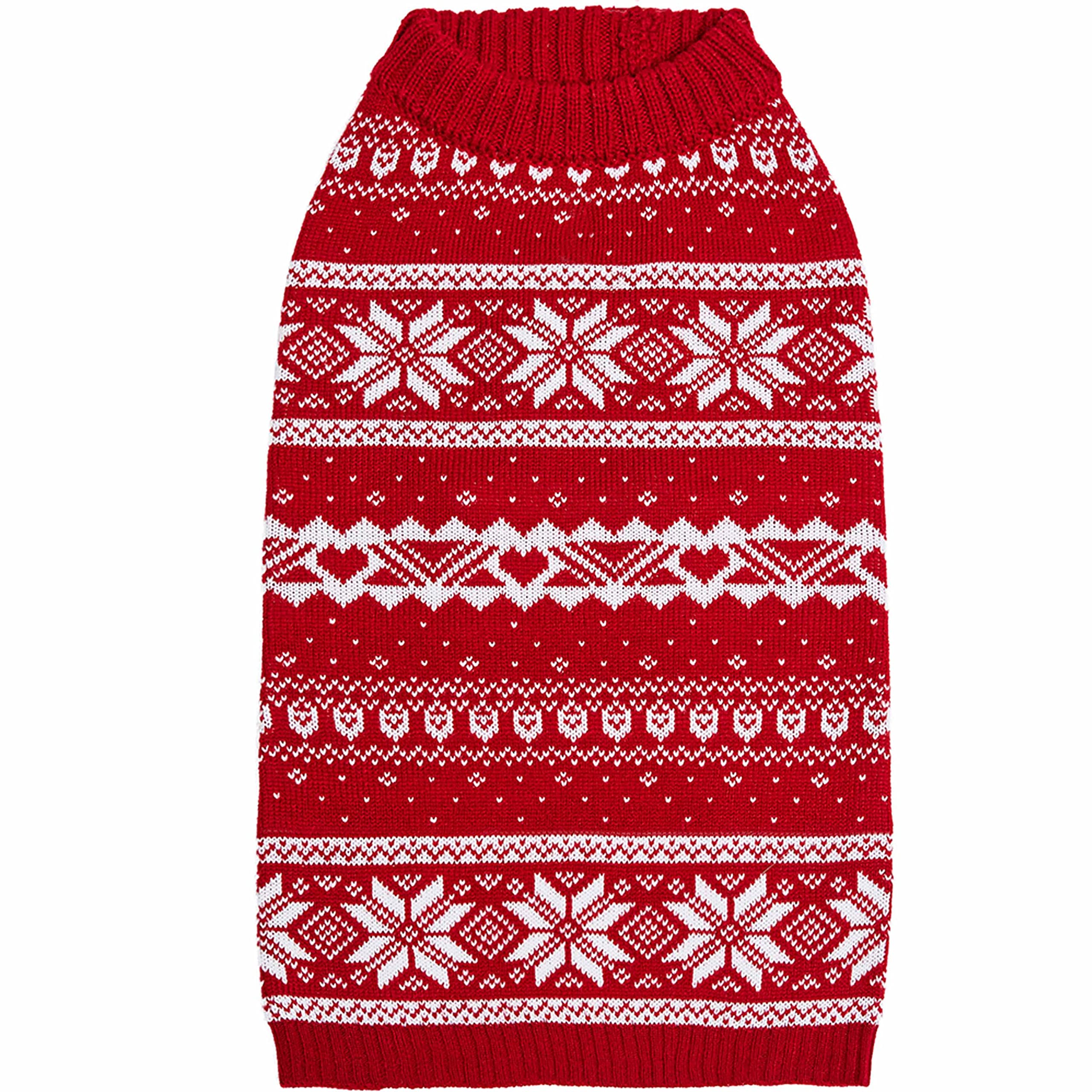 Blueberry Pet Christmas Fair Isle Mockneck Dog Sweater, Back Length 25cm, Pack of 1 Clothes for Dogs
