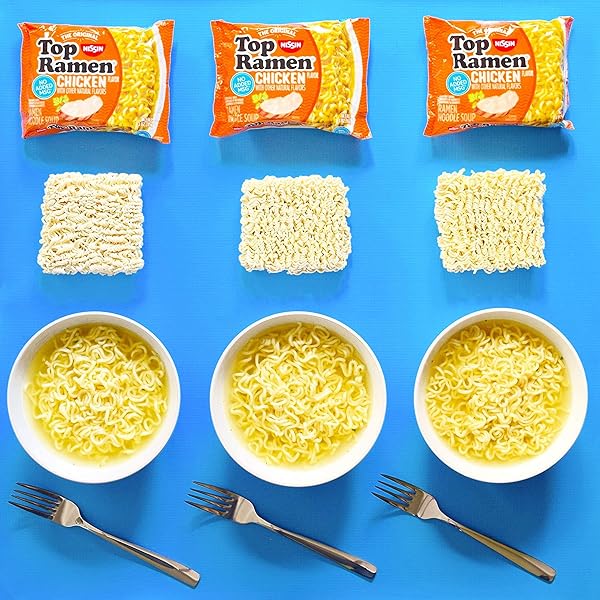 NISSIN TOP RAMEN NOODLE SOUP, CHICKEN, 3 OUNCE (PACK OF 24)