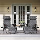 Yaheetech Zero Gravity Chair Outdoor Heavy Duty Folding Recliner with Cup Holder view 6