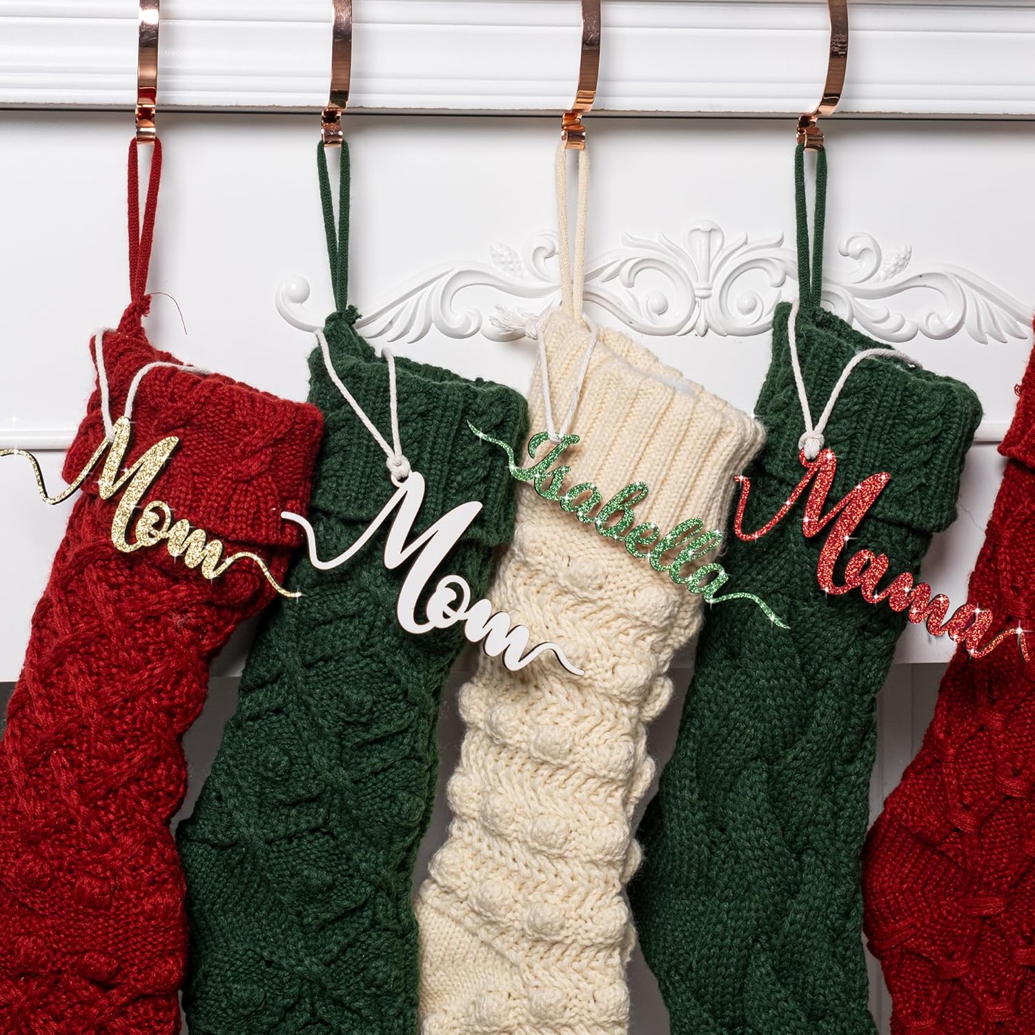 Stockings & Holders - 2023 New Personalized Wooden Tags Name for Christmas Stockings Letters Custom Cutout Modern Farmhouse Rustic Country Family Xmas Home Decorations Ornaments Gifts Wing
