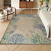 LIVEBOX Modern Easy Jute 5x7 Outdoor Rug, Washable Area Rugs for Living Room Patio Coastal Animal Indoor Outdoor Rug, Boho Fa