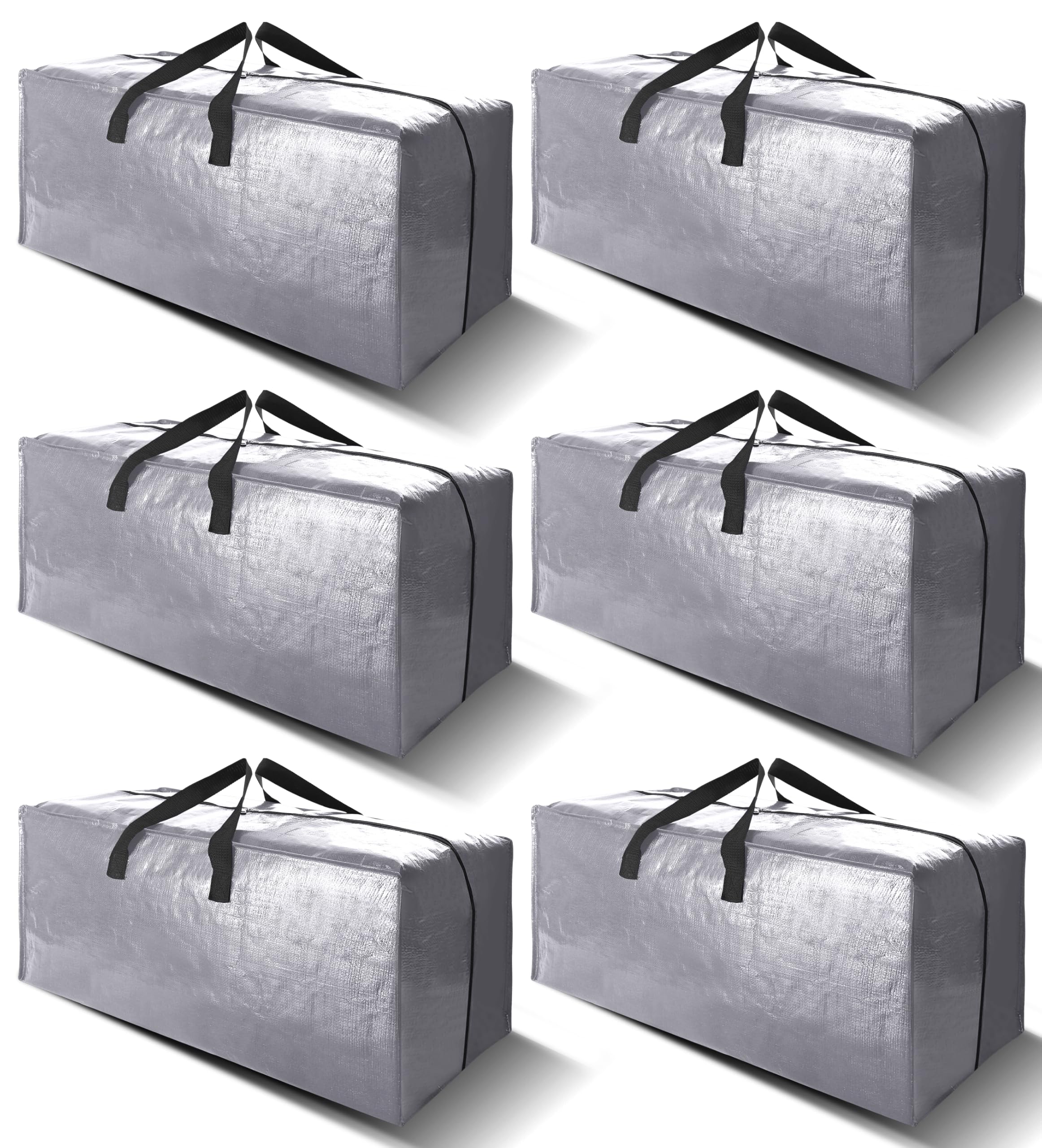 6 Pack Heavy Duty Extra Large Moving Bags W/Backpack Straps - Strong Handles & Zippers, Storage Totes For Space Saving, Fold Flat, Alternative to Box and Bin (40 gal, Silver) Image 6 Pack Heavy Duty Extra Large Moving Bags W/Backpack Straps - Strong Handles & Zippers, Storage Totes For Space Saving, Fold Flat, Alternative to Box and Bin (40 gal, Silver) Image