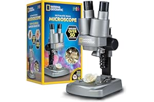 BLUE MARBLE National Geographic Dual LED Kids Microscope - 50+ pc Science Kit with 10 Prepared Slides & 10 DIY Blank Slides, Biology Experiment Activity, Microscope Kit for Kids 8-12 (Amazon Exclusive)