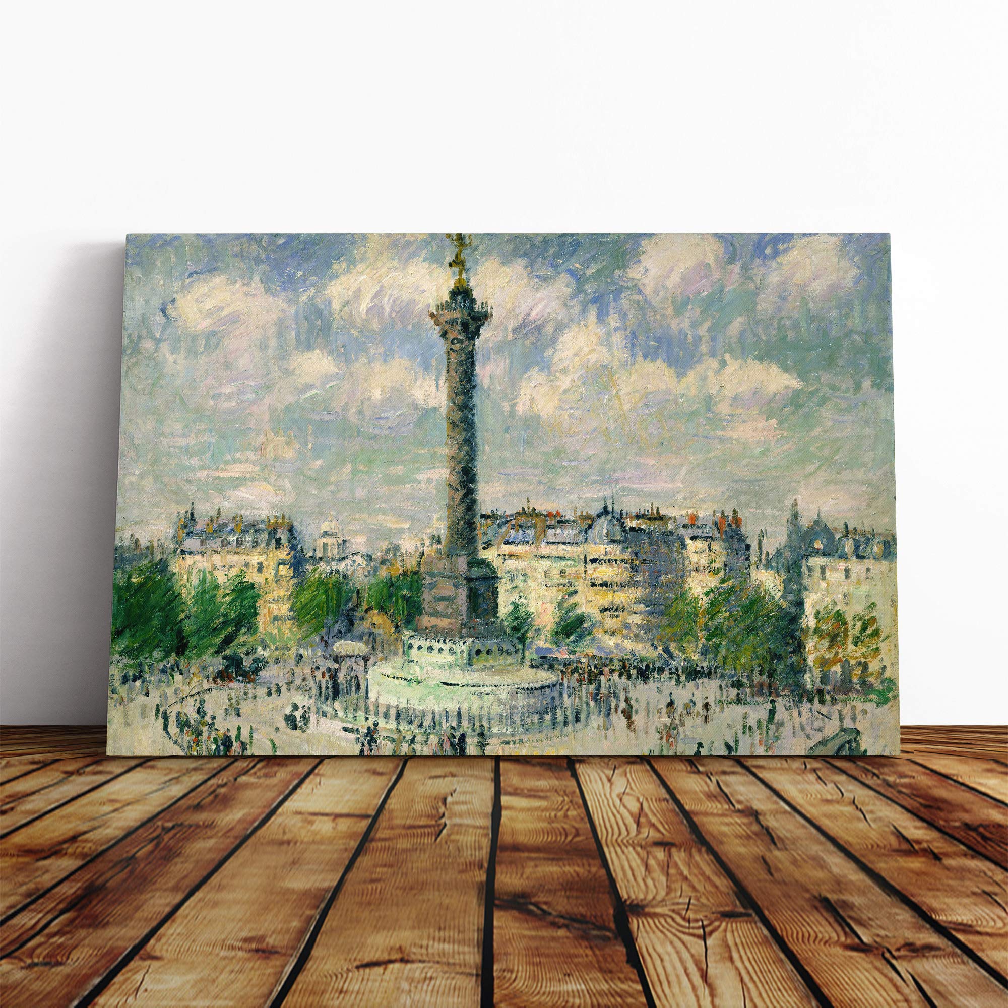 Gustave Loiseau The Place of The Bastille Canvas Print | Gallery Wrapped 30mm Frame Wall Art | 20x14 inches | Ready to Hang | Modern Picture | Living Room Bedroom Lounge Office
