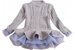 WEONEDREAM Toddler Girls Sweater Dresses Long Sleeves Tutu Sweaters 3T-7T