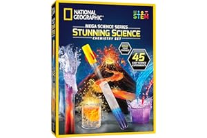 National Geographic Stunning Chemistry Set - Mega Science Kit with 45 Easy Experiments- Make a Volcano and Launch a Rocket, STEM Projects for Kids Ages 8-12, Science Toys (Amazon Exclusive)