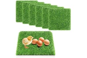 MIOGREN Washable Chicken Nesting Pads Artificial Grass Rug Carpet Cuttable Chickens Nest Box Bedding Liners for Hen Coop Egg Duck Reed Chicken Goose(6 PCS)