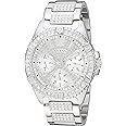 GUESS Rhinestone Silver-Tone Multifunction Watch