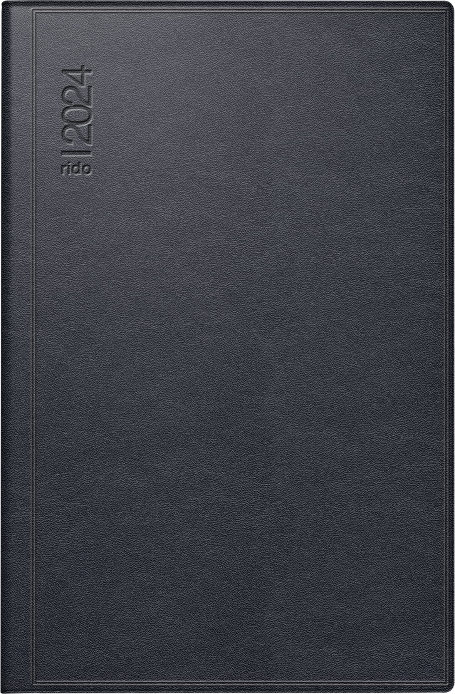 rido/idé Daily calendar model Industry II 2024 Yearly Planner, 1 page = 2 days, sheet size 7.5 x 11.2 cm, black