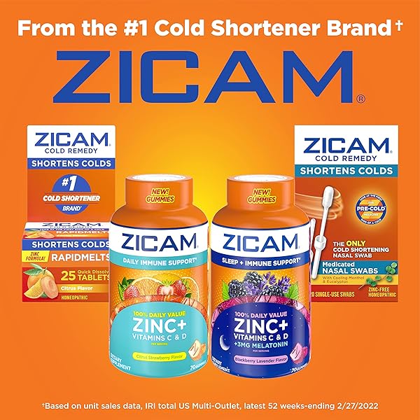 ZICAM SLEEP + IMMUNE SUPPORT. ZINC, GUMMY SUPPLEMENT, BLACKBERRY LAVENDER FLAVOR, VITAMIN C AND VITAMIN D, 3MG MELATONIN PER SERVING, 70 COUNT