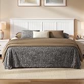 ComfIQ Serene Wood Panel Headboard with Window-Pane Design, King, White