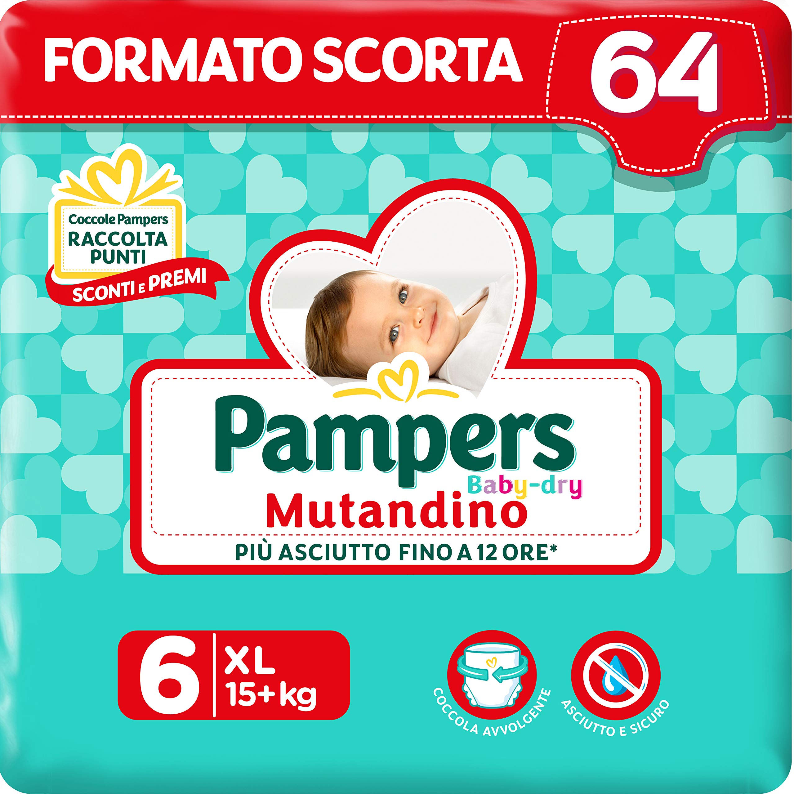 Pampers Baby Dry Panties XL, 64 Diapers, Size 6 (15+ Kg)