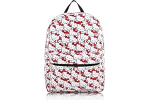 FAST FORWARD Sanrio Hello Kitty Backpack for Girls, Boys, Women, Men, Adults, Unisex | Cute PU Leather Large Hello Kitty Travel Backpack Purse Shoulder Purse | Hello Kitty Bag and Hello Kitty Accessories