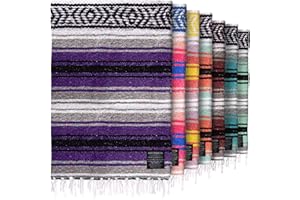 Hydration Nation Authentic Extra Large Mexican Blanket (70"x50") - Handwoven Yoga, Serape - Artisanal Falsa, Beach, Camping, Picnic, Outdoor (Purple)