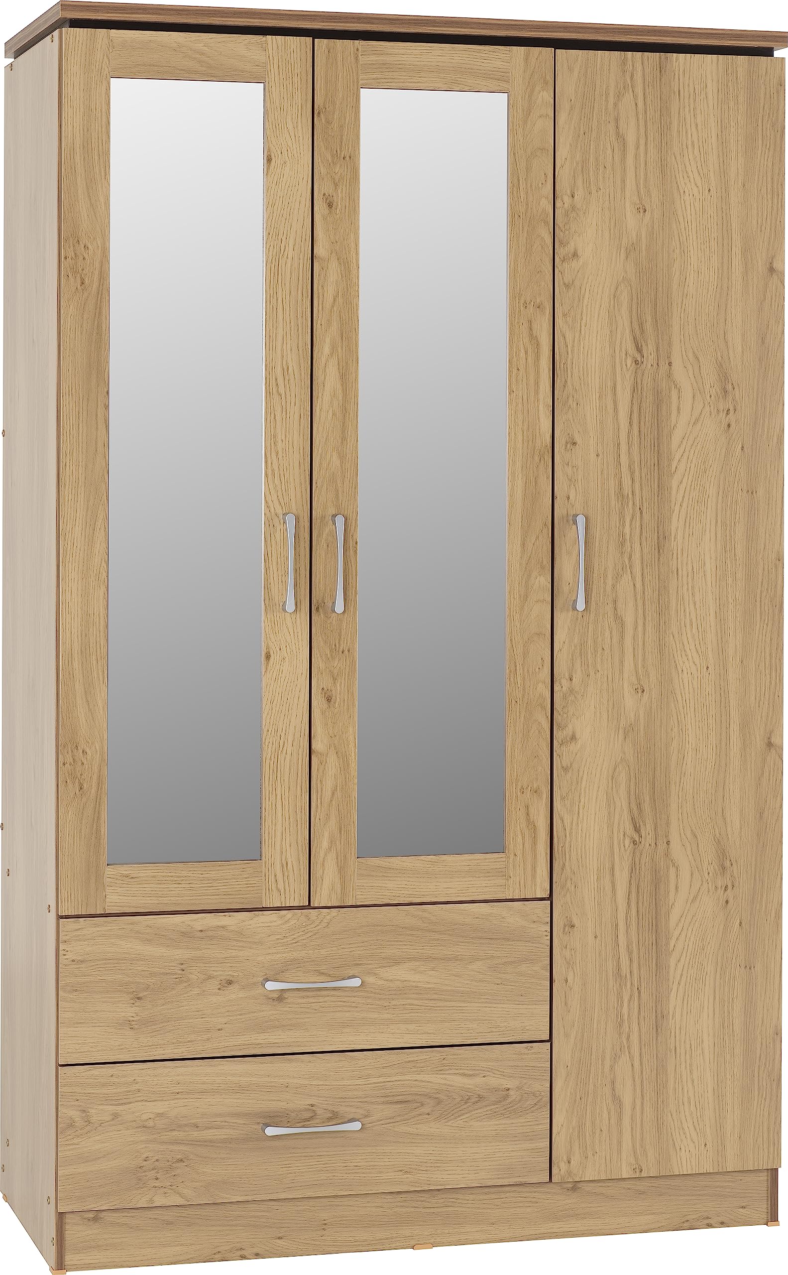 Seconique Charles 3 Door 2 Drawer Wardrobe in Oak Effect Veneer