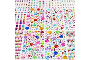 STICEARD 3330Pcs Gem Stickers,Rhinestone Jewel Stickers for Crafts Self Adhesive,Stick On Gems& Pearls for Makeup Face DIY Decoration Assorted Shapes Acrylic Diamond Bling Heart Star Sticker for Kids Reward