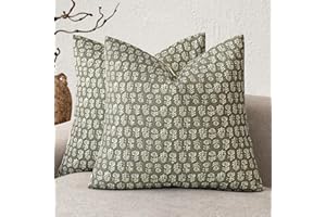 Foindtower Set of 2 Decorative Vintage Floral Print Throw Pillow Covers Neutral Modern Farmhouse Cushion Covers Boho Home Dec