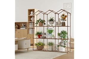 Tikea Large Plant Stand Indoor Outdoor Castle-shaped Plant Stand for Multiple Plants Wooden Plant Shelf Organizer Display Flowers Rack for Living Room Corner Balcony Patio (Model B 9 Tiers)