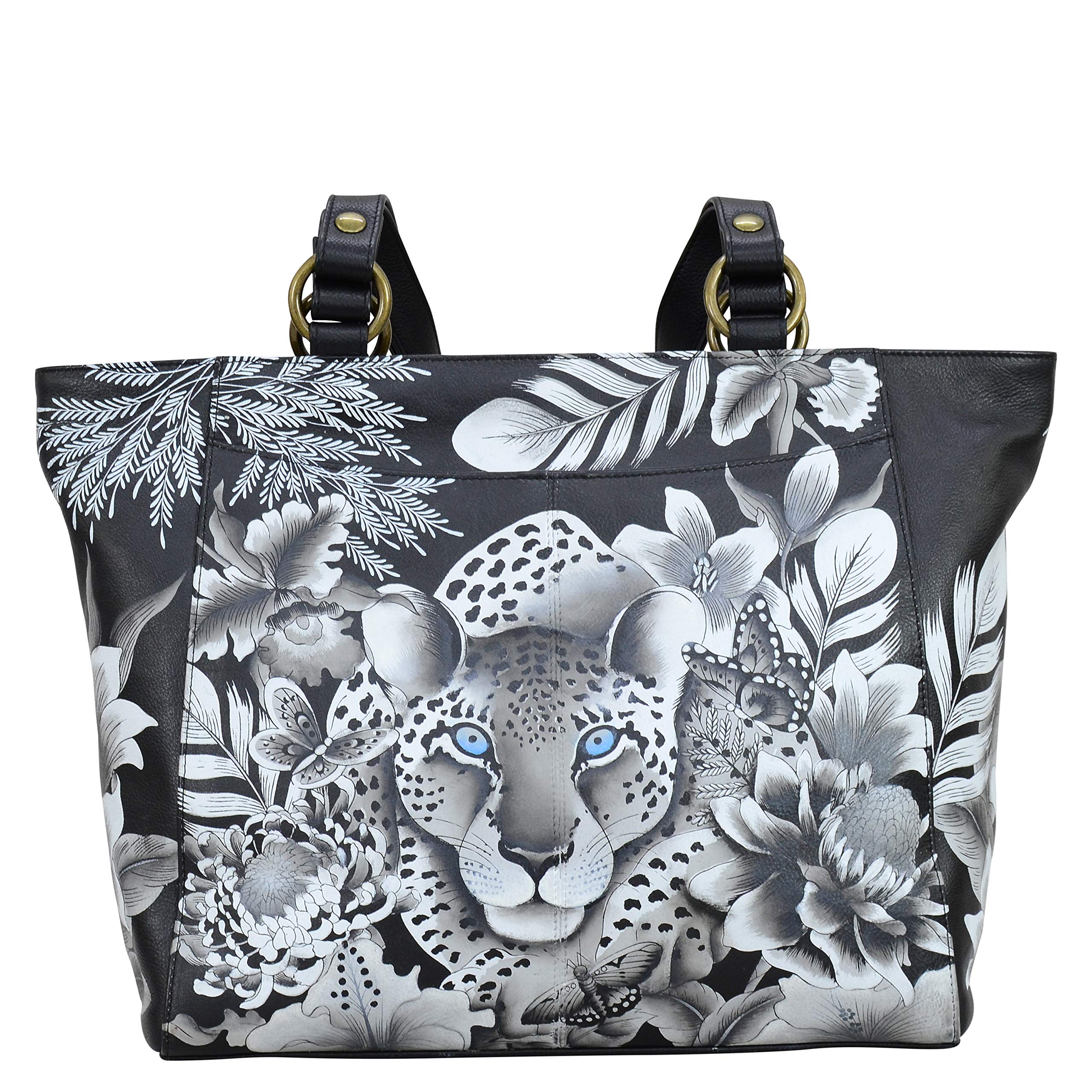 Anuschka Hand Painted Women’s Genuine Leather Classic Work Tote - Cleopatra's Leopard