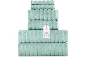 Classic Turkish Towels CTT Luxury 6 Piece Towel Set, 100% Turkish Cotton, Quick Drying, Highly Absorbent & Comfy, Includes 2 Bath Towels, 2 Hand Towels & 2 Washcloths | (Spa Green)