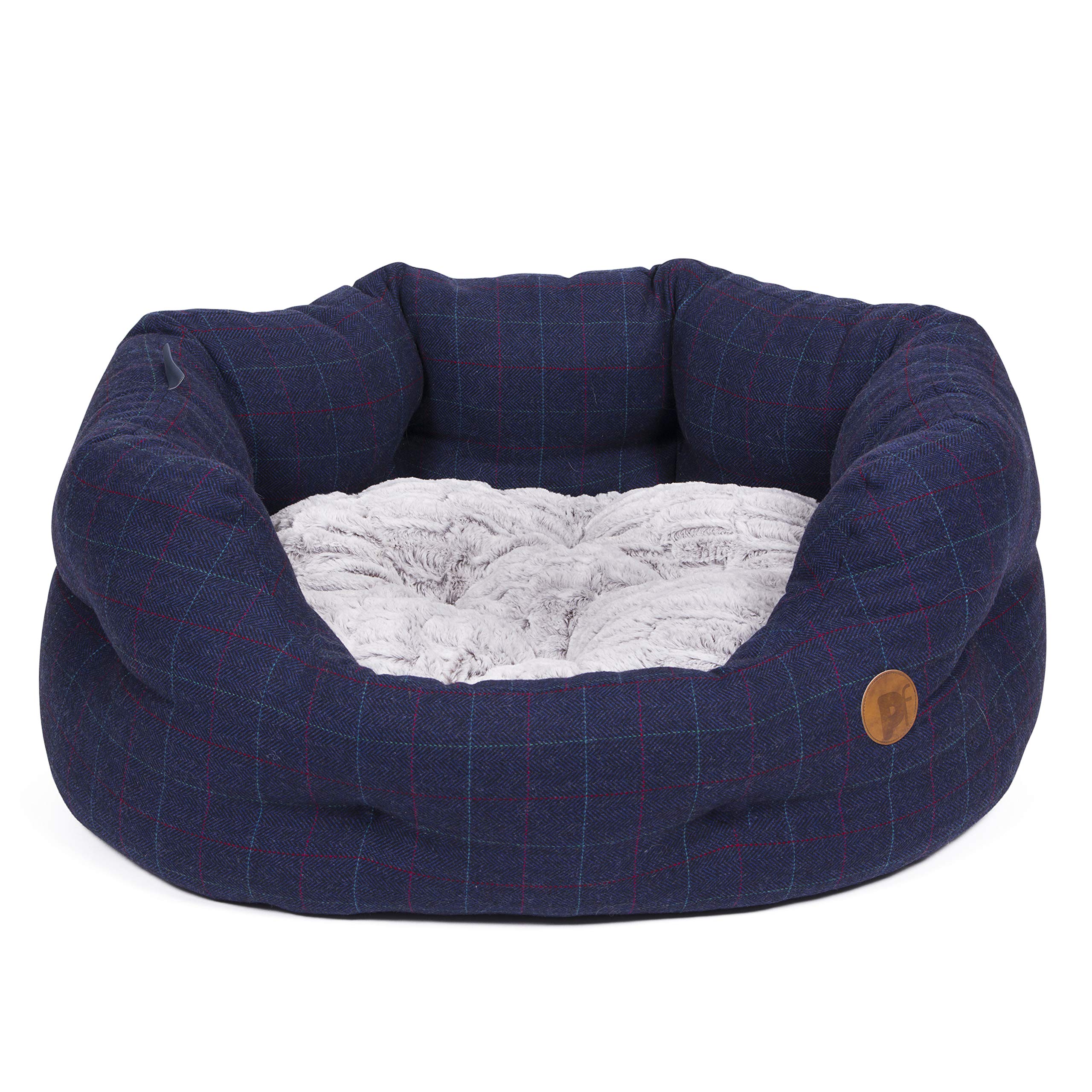 Petface Midnight Tweed Oval Dog Bed with Reversible Cushion, Machine Washable, Small (Pack of 1)