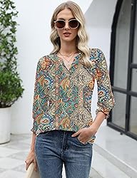 LOMON Blouses for Women Fashion 2025 Summer Vneck