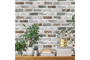 Guvana 17.3"×118" Brick Wallpaper Red/Blue/Grey Brick Peel and Stick Wallpaper 3D Vintage Brick Contact Paper Self Adhesive Removable Contact Paper Faux Brick Texture Wallpaper for Bedroom Decor