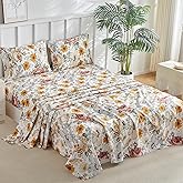 Tokokimo Floral Sheets Set Queen Size, 15 inches Deep Pocket Fitted Sheet, Flat Sheet & Envelope Closure Pillowcases, Soft Breathable Microfiber Sheet Set 4-Piece, Colorful Floral