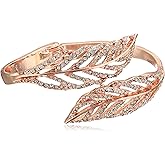 Guess Crystal Feather Bypass Hinged Bypass Bangle Bracelet