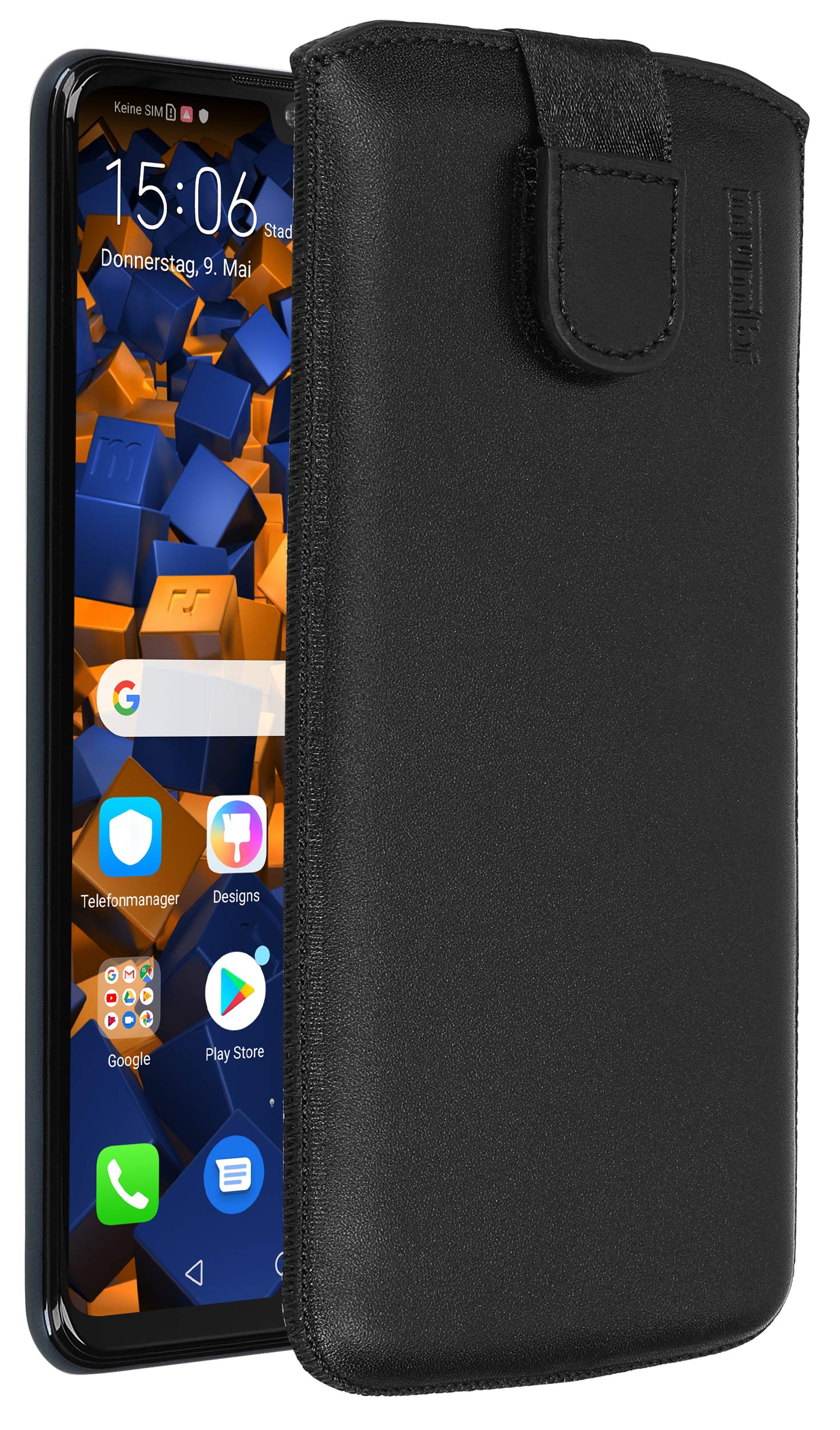 mumbi Genuine Leather Case Compatible with Huawei P30 Lite Black 6.15 Inches โ image 1