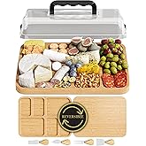Trayful Charcuterie Board with Lid - Reversible, 2-in-1 Travel Portable Cheese Board for Picnics & Entertaining - Housewarming Gift Set Idea - Covered Snack Serving Tray - Large Food Platter
