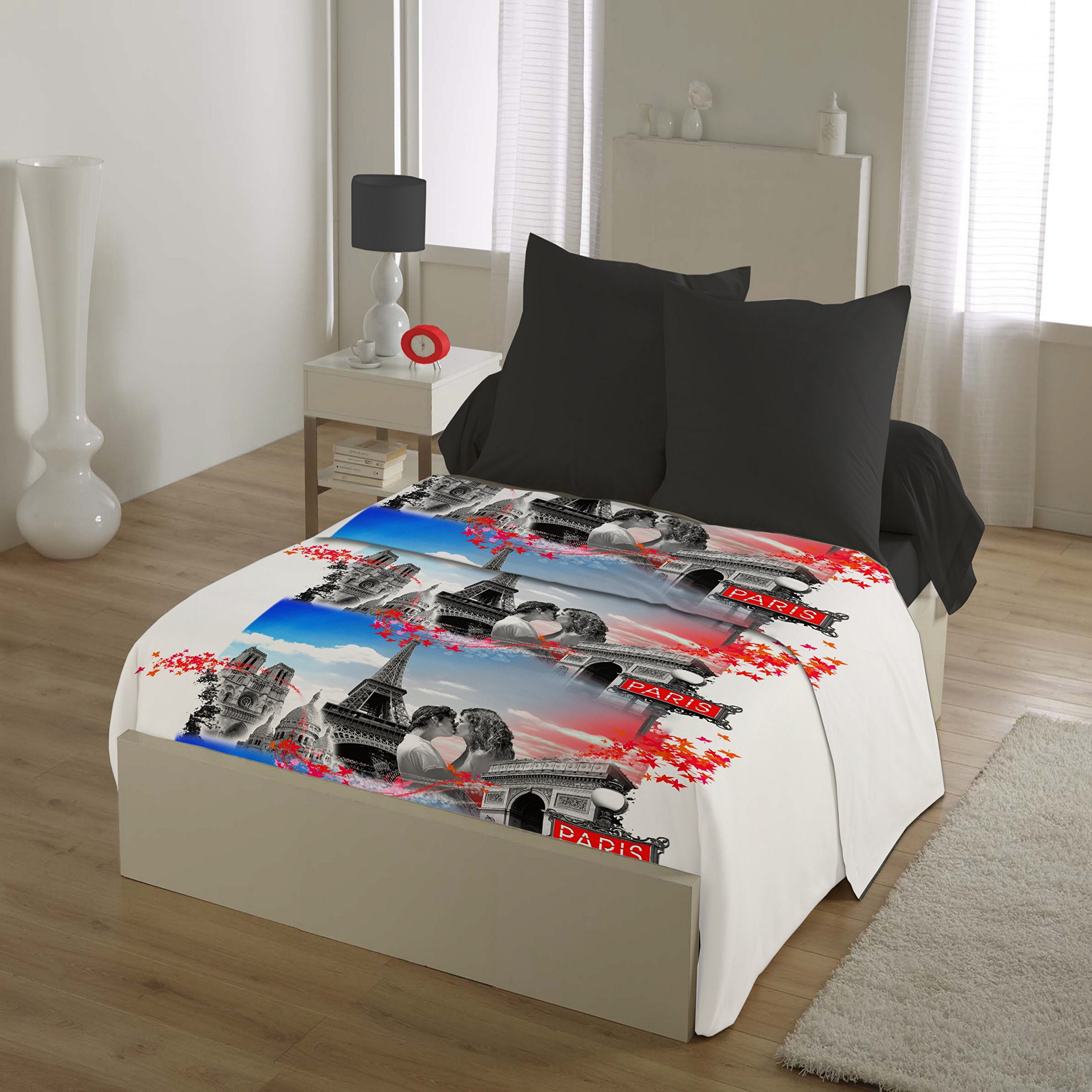 Home Passion 54446 Pack of 4 Microfibre Luxury Paris Blue 240 x 300 cm