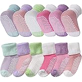 SDBING Baby Boys Girls Grips Socks Infant Toddlers Kids Non Slip Warm Thick Cotton Ankle Crew Socks with Grippers