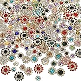 200Pcs Sew on Rhinestones, Glitter Crystal Glass Gems with Metal Claw, 8mm 10mm 12mm 14mm Sunflower Flatback Rhinestones Jewels for Clothes Hats Bags Shoes Wedding Sewing Accessories (Mixed Color)