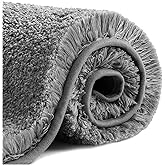 VANZAVANZU Bath Mats Non Slip Ultra Soft Absorbant Microfiber Fluffy Thick Bathroom Rugs Machine Washable (20"x32", Dark Gray)