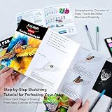 KALOUR 154PCS Art Supplies Sketching Drawing Kit with Sketchbook Tutorial Book view 6