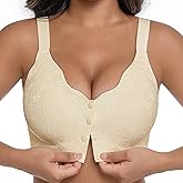 IWOLLENCE Womens Front Snap Closure Daisy Bras Soft Seamless Wireless Lace Bralettes Comfort Full Coverage Bra