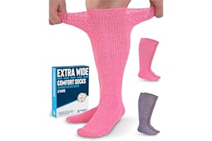 Doctor's Select 2 Pairs Extra Wide Socks for Swollen Feet - Bamboo Viscose Lymphedema Socks | Diabetic Bariatric Socks