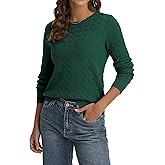 QUALFORT Womens Lightweight Cable Knit Soft Business Casual Trendy Pullover Sweaters 2026
