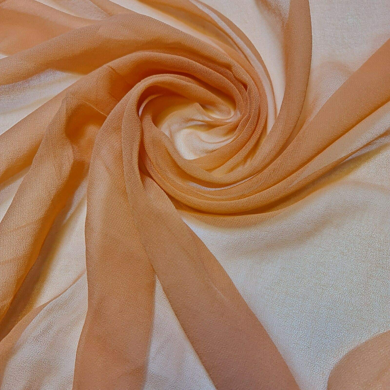 100% Polyester Moss Crepe Chiffon Sheer Decor Drape Dress Fabric 44" (2 Meter, Deep Peach)