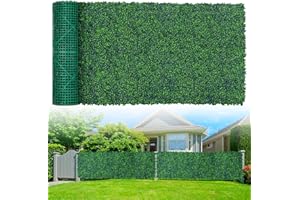 Grooy Artificial Boxwood Roll Panels,40"x 120"(33.33 sq.ft) UV-Anti Faux Ivy Leaves Privacy Fence Screen Grass Wall Roll Panels for Indoor Home Decor and Outdoor Garden Backyard