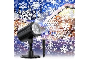 Christmas Projector Lights Outdoor, GUSODOR Dynamic Snowflake Projector IP65 Waterproof Snow Projection Lights for Indoor Outdoor Christmas Decoration, Holiday, Wedding, Yard Decor