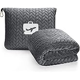 EverSnug Travel Blanket & Pillow 68x42 - Premium Ultra-Soft Microfleece 2 in 1 Compact & Packable Flight Blanket with Soft Bag Pillowcase, Hand Luggage Sleeve and Backpack Clip (Grey)