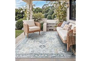 GENIMO Indoor & Outdoor Area Rug 6'x9', Waterproof, Non-Shedding, Easy Cleaning, Boho Mat for Patio, Living Room, Balcony, Di