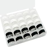 New brothread 25pcs Size A SA156 Prewound Bobbin Thread -15White+10Black | 60S/2 (90 Weight), Cottonized Soft Feel Polyester Thread, Plastic Sided, For Commercial/Home Embroidery &amp; Sewing Machines
