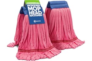Commercial Mop Head Replacement - 2 Pack Red Large Microfiber Tube Mop | Industrial Wet Mops | Washable Refill, Reusable, Heavy Duty, Looped End Mopheads | | Hardwood, Concrete - Microfiber Wholesale