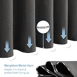 Shower Curtain 182x198cm with Metal Hooks Waffle Fabric Black view 5