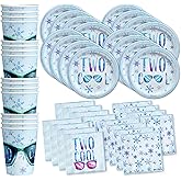 Two Cool Winter 2nd Birthday Party Supplies Set Plates Napkins Cups Tableware Kit for 16