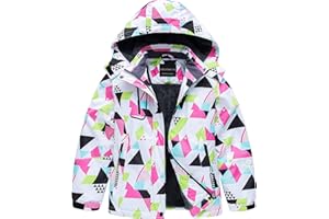 CREATMO US Girl's Waterproof Ski Jacket Warm Winter Snow Coat Windproof Snowboarding Rain Jacket